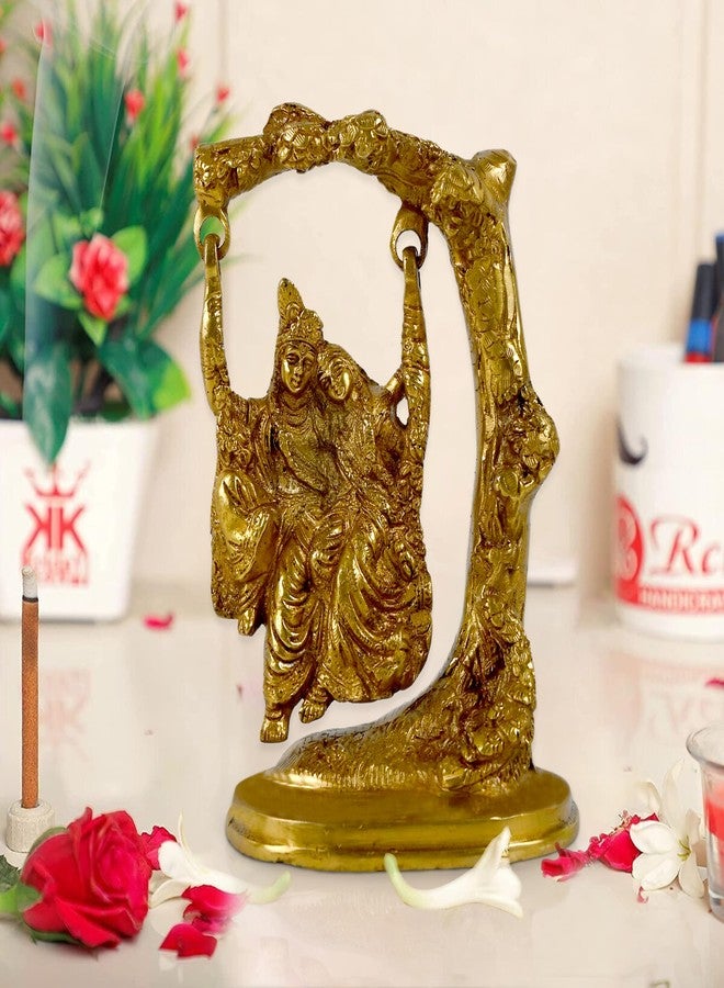 CRAFTHUT Brass Radha Krishna on Jhoola Statue - 6.6In (1.32Kg) Handmade Antique Finish Idol - Decorative Gift Showpiece - Image 1